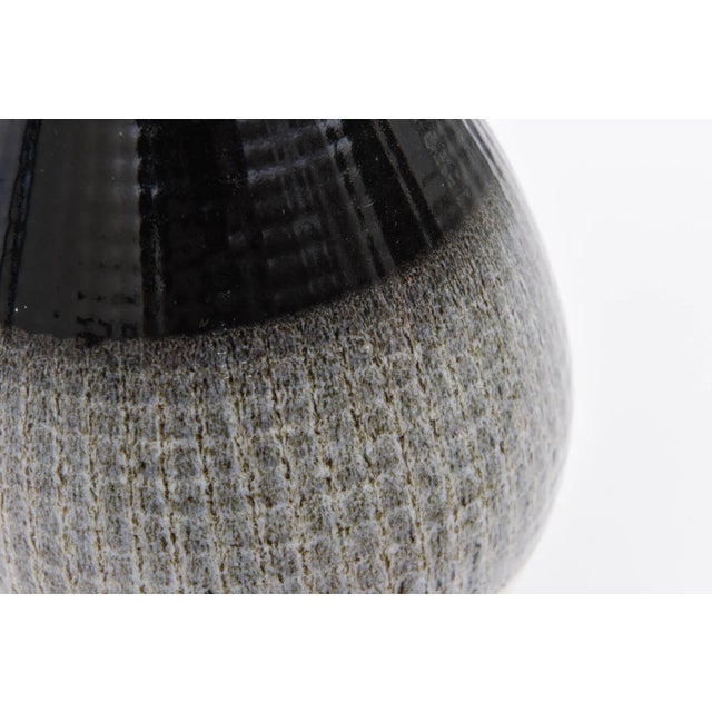 Bottle Green 90's Italian Ceramic Tall Vase or Vessel Bottle Green, Black, Gray, Off White Fantoni Syle For Sale - Image 8 of 8