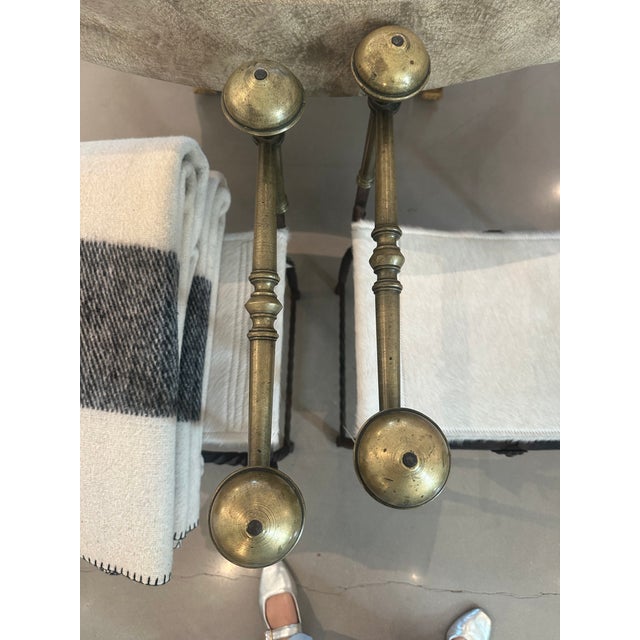 Mid 20th Century Pair of Vintage Hide Stools For Sale - Image 5 of 6