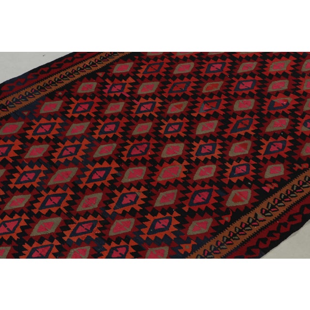 Vintage Tribal Kilim Rug in Red, Black and Blue Geometric Pattern For Sale - Image 4 of 8