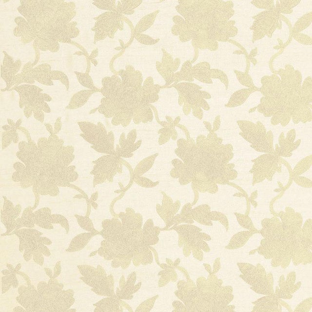 Sample - Schumacher Moon Garden Embroidery Fabric in Champagne For Sale