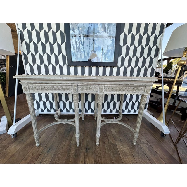 19th Century Marble Top Painted Console For Sale - Image 11 of 11