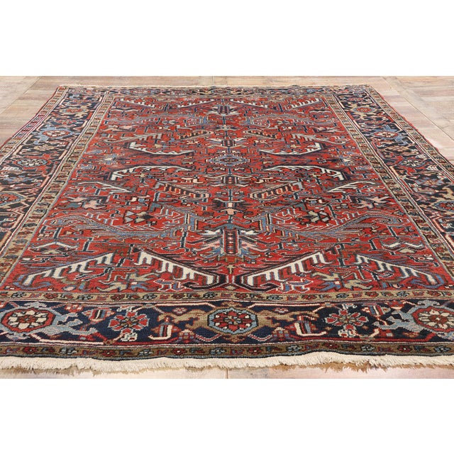 Red Antique Red Persian Dragon Heriz Rug - 07'00 X 10'00 For Sale - Image 8 of 9