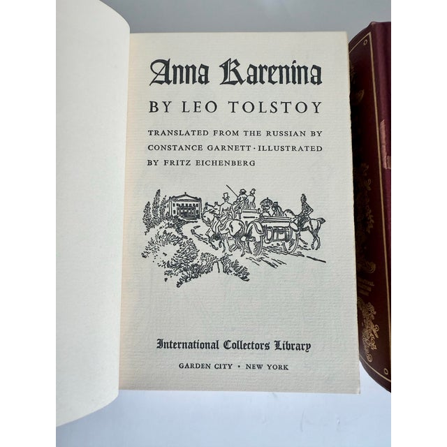 Vintage International Collectors Library Tolstoy Book Set – Anna Karenina & War and Peace in Red Leather For Sale - Image 9 of 12