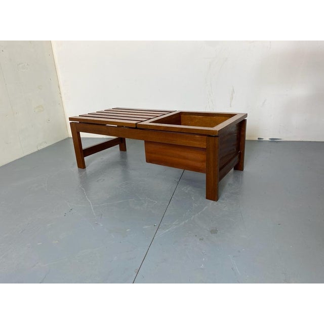 Mid-Century Modern Teak Slat Bench Side Table with Plant Stand, 1960s For Sale - Image 9 of 14
