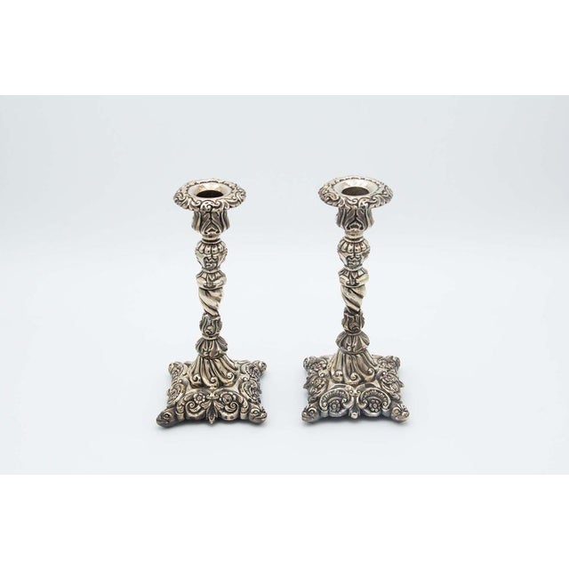 Silver Candlesticks with High Reliefs, Set of 2 For Sale - Image 5 of 5