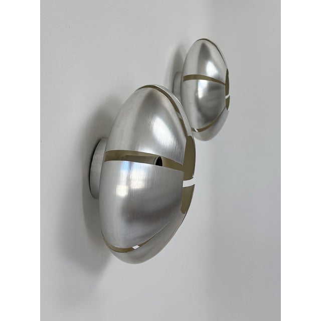 Vintage Wall Lights in Brushed Aluminum, France, 1970, Set of 2 For Sale - Image 10 of 15