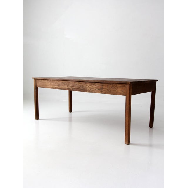 Antique Oak Schoolhouse Work Table For Sale - Image 11 of 18