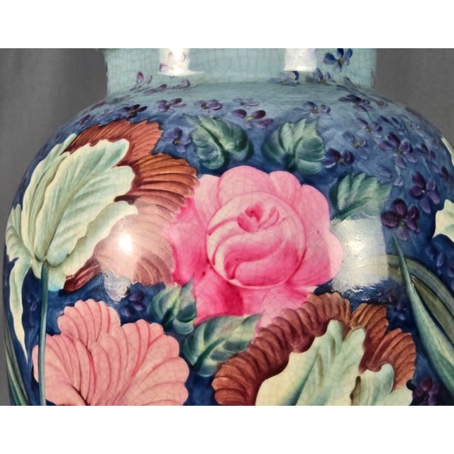 1990s Frederick Cooper Porcelain Hand Painted Flowers Table Lamp For Sale - Image 12 of 15