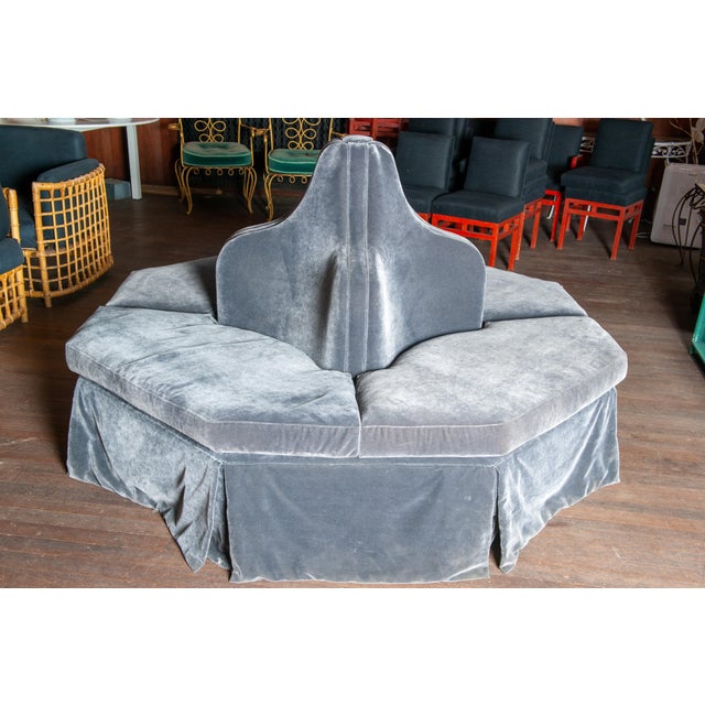 Dark Grey Velvet Bourne, Round Sofa For Sale In New York - Image 6 of 12