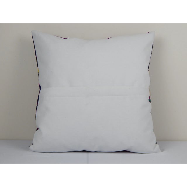 1960s Purple Tashkent Suzani Square Pillow Case Made From a 19th Century Suzani For Sale - Image 5 of 5