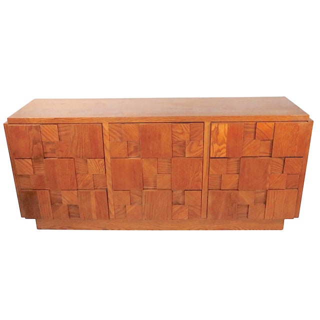 Wood Brutalist Lane Staccato Block Front Nine Drawer Dresser C. 1970's For Sale - Image 7 of 17