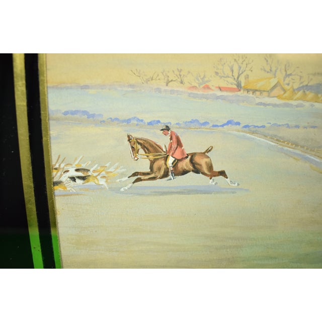 Paint Huntsman Clearing Water Fence C1898 Gouache by H. W. Standing For Sale - Image 7 of 9