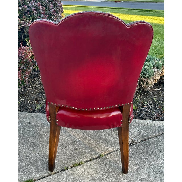 Vtg. Carved Wood English Regency Style Library Chair For Sale - Image 10 of 12
