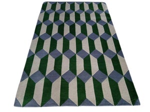 Modern Geometric Hand-Tufted New Zealand Wool Entryway Rug