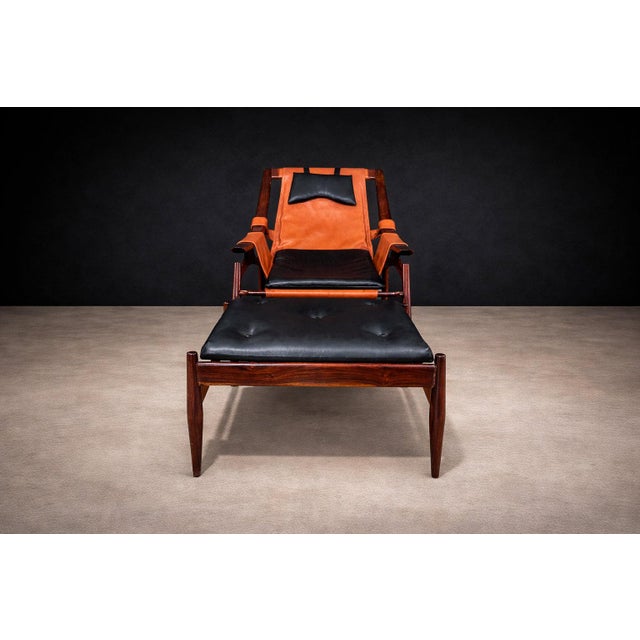 Mid-Century Modern Rocking Chair with Ottoman in Rosewood & Leather, Liceu de Artes, 1960s - Lot 600 For Sale - Image 3 of 12