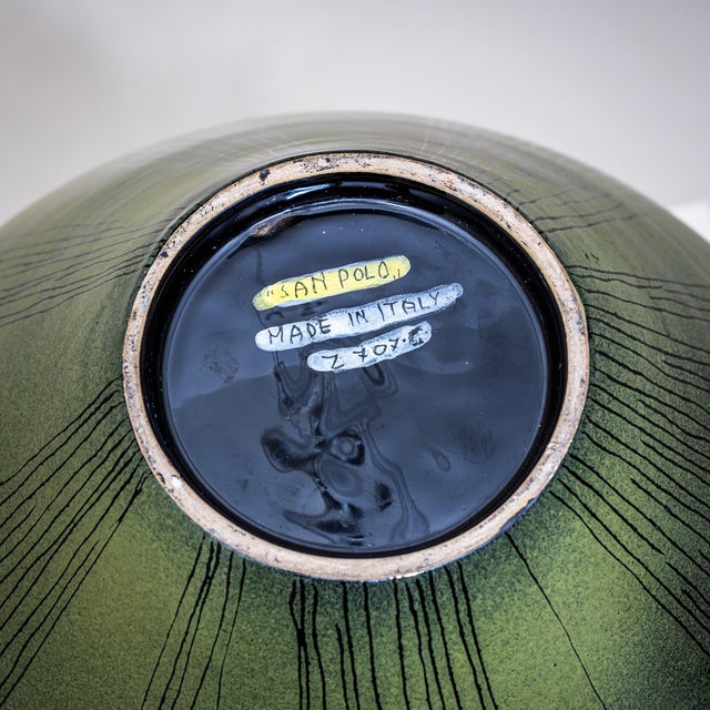 Green Ceramic Vase by San Polo, Venice, Italy, 1960s For Sale - Image 9 of 9