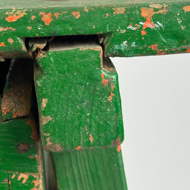 Green Exquisite 19th Century Primitive One Drawer Side Wooden Table in Green Paint For Sale - Image 8 of 18