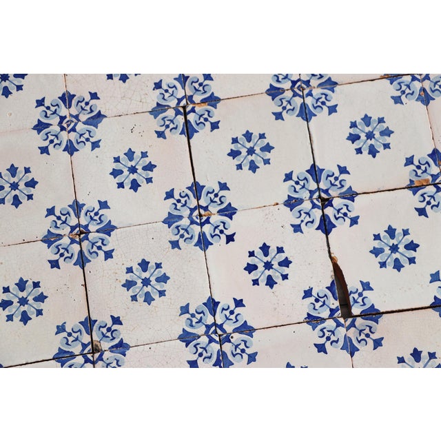 Blue 19th Century Floral Blue & White Set of Sixty Portuguese Tiles For Sale - Image 8 of 18