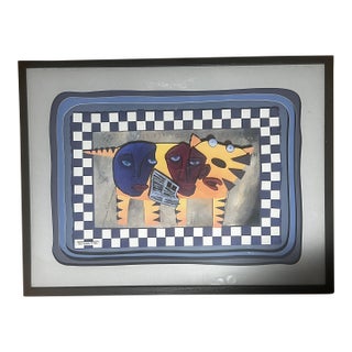 Ben Kikuyama Cat Nervous Collage Hand Signed 1996 Framed For Sale