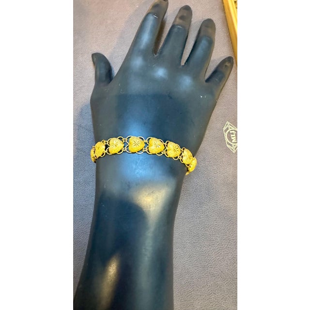 Heart Link 24 Karat Pure Yellow Gold Solid Bracelet, 16.5 Gm, 6.8 Inch For Sale In New York - Image 6 of 8