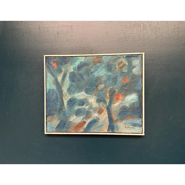 Bengt Delefors, Blue Composition, 1950s, Oil on Canvas, Framed For Sale - Image 14 of 18