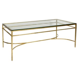Hollywood Regency Gilt and Glass Top Coffee Table For Sale