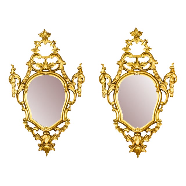 Antique Florentine Rococo Giltwood Mirrors, 1800s, Set of 2 For Sale