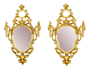 Antique Florentine Rococo Giltwood Mirrors, 1800s, Set of 2
