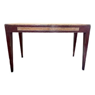 Vintage Portuguese Hand-Painted Console Buffet Table With Sienna Marble Inset Top For Sale