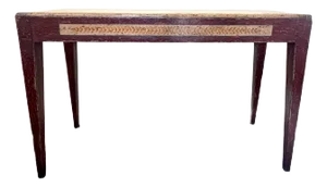 Vintage Portuguese Hand-Painted Console Buffet Table With Sienna Marble Inset Top