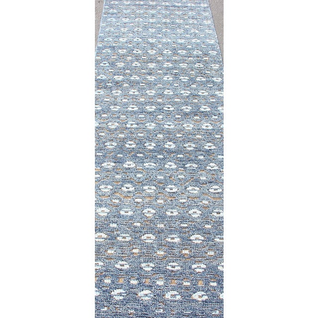Textile Keivan Woven Arts Modern Design Runner in Blue and Brown Tones 2'7 X 10 For Sale - Image 7 of 13