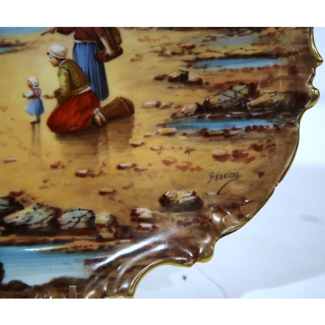 Late 19th Century Pair of French Hand-Painted Porcelain Coastal Plates Signed Francis For Sale - Image 5 of 10