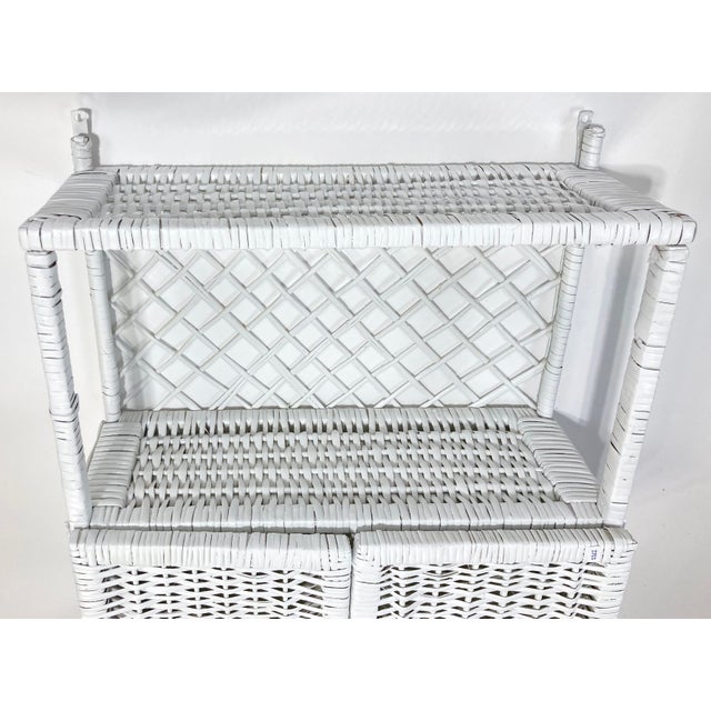Vintage White Wicker Wall Shelf Chairish