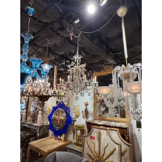 19th Century Italian Beaded Crystal and Porcelain Flower Chandelier For Sale - Image 9 of 9