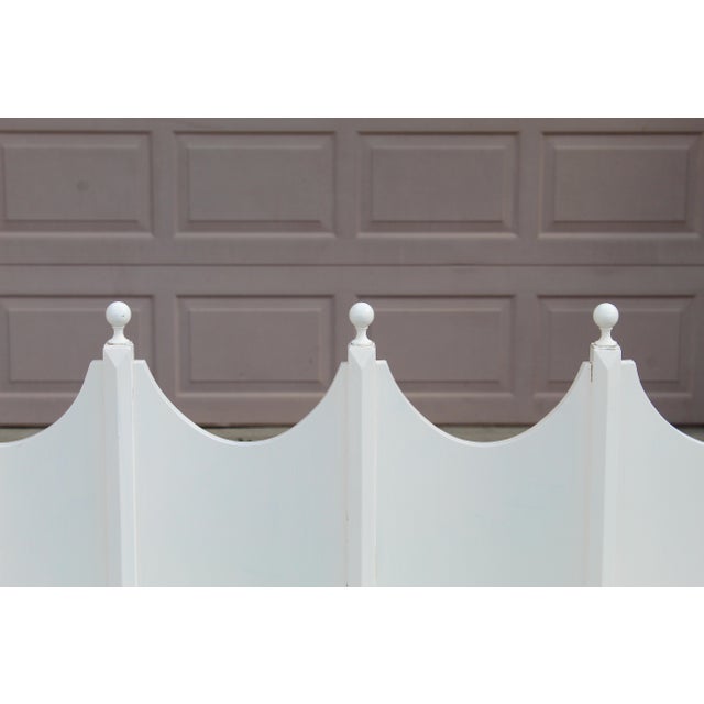 Pair of Vintage White Twin-Size Beds With Gothic Revival Style Headboards & Metal Frames For Sale - Image 10 of 17