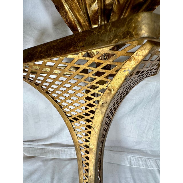 Pair of Italian 1950s Hollywood Regency Gilt Tole Palm Motif Wall Sconces For Sale - Image 11 of 11