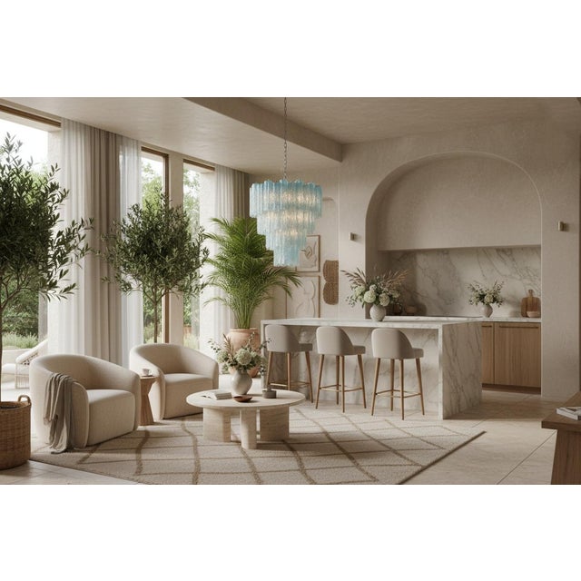 2020s Huge Murano Glass Tiered Chandelier | 80 Blue Alabaster Tubes | Italian Luxury Lighting For Sale - Image 5 of 5