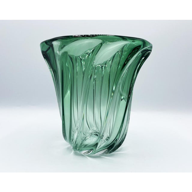 Green Crystal Vase by Val Saint Lambert, 1960s For Sale - Image 14 of 14