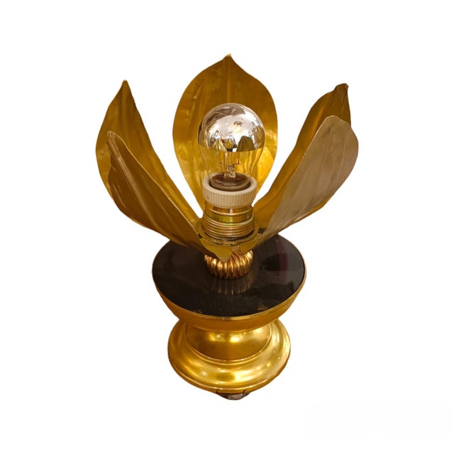 1960s Brass Flower Lamp, 1960s For Sale - Image 5 of 5
