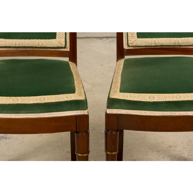 1930s French Art Deco Mahogany Dining Chairs in Olive Green Velvet - Set of 6 For Sale - Image 9 of 18