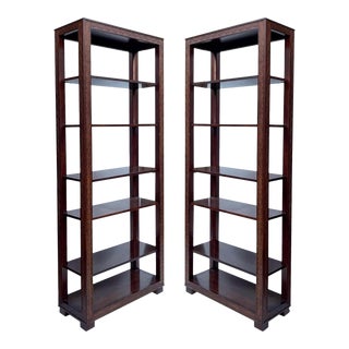Midcentury Chinese Chippendale Style Carved Mahogany Etageres or Shelves by Henredon - Pair For Sale