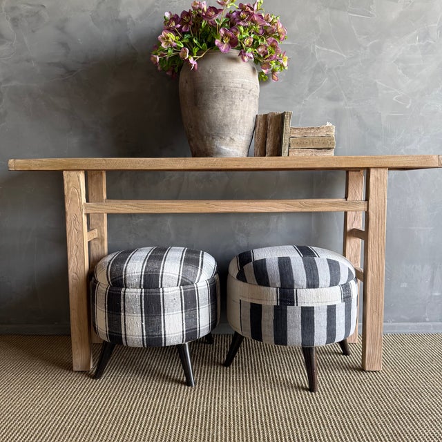 21" D x 18" H Leg Height 6.5" These ottomans made from vintage Turkish rug brings warmth, texture, and soul into your...