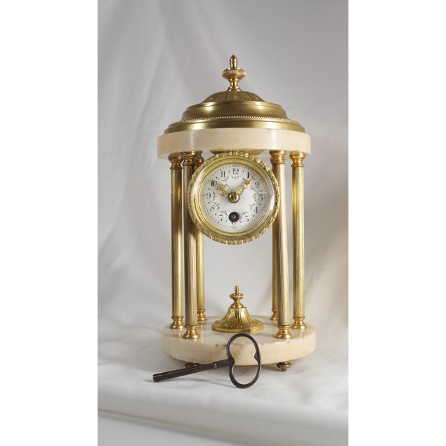 French Antique 19th Century Louis XVI Style French Boudoir Clock in the Form of Rotunda For Sale - Image 3 of 10