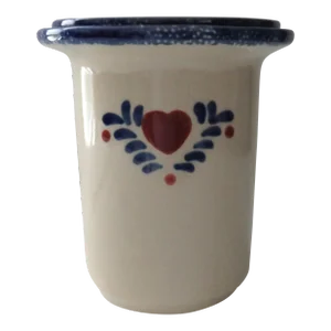 Antique Pennsylvania Dutch Heart Blue Sponge Country Farmhouse Dip Chiller