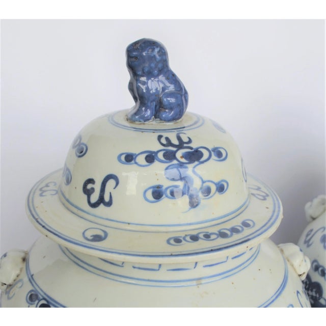 Chinoiserie White & Blue Dragon Baluster Ginger Jars - a Pair For Sale In Houston - Image 6 of 8