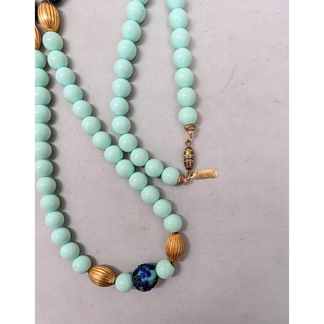 Vintage 1960s Signed Pauline Rader Beaded Art Glass Sautoir Necklace For Sale - Image 9 of 9