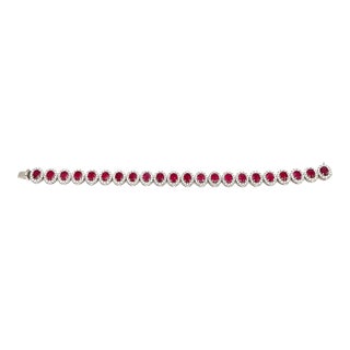 12.02 Ct Natural Ruby & Diamond Bracelet For Sale