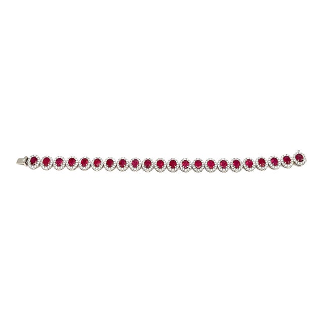 12.02 Ct Natural Ruby & Diamond Bracelet For Sale