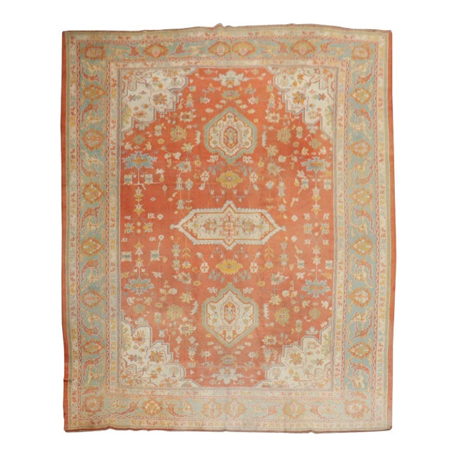 Orange Peel Antique Zabihi Collection Turkish Oushak Carpet - 10'4" x 13'7" For Sale