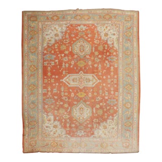 Orange Peel Antique Zabihi Collection Turkish Oushak Carpet For Sale